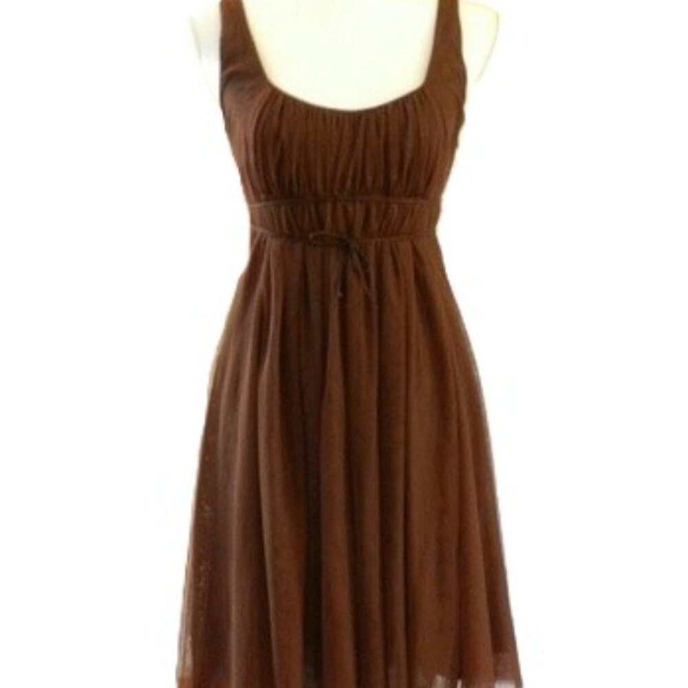 Anthropologie Moulinette Soeurs Brown Tulle Pleated Sleeveless Dress Size 12 NWT - Picture 10 of 13